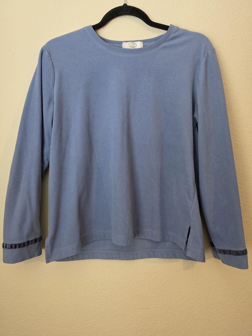 Vintage Oscar de la Renta Dusty Blue Fleece Long Sleeve Top | Womens Small